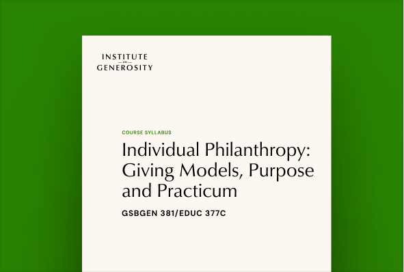 Individual Philanthropy: Giving Models, Purpose and Practicum Syllabus